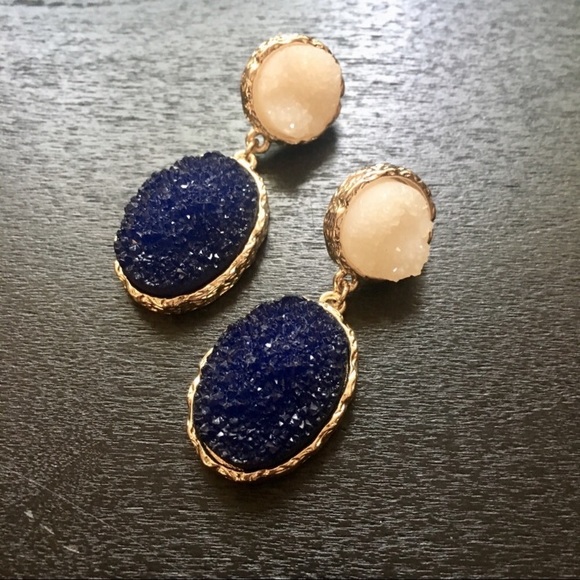 • Anthro Druzy Quartz Earrings • - Picture 5 of 5
